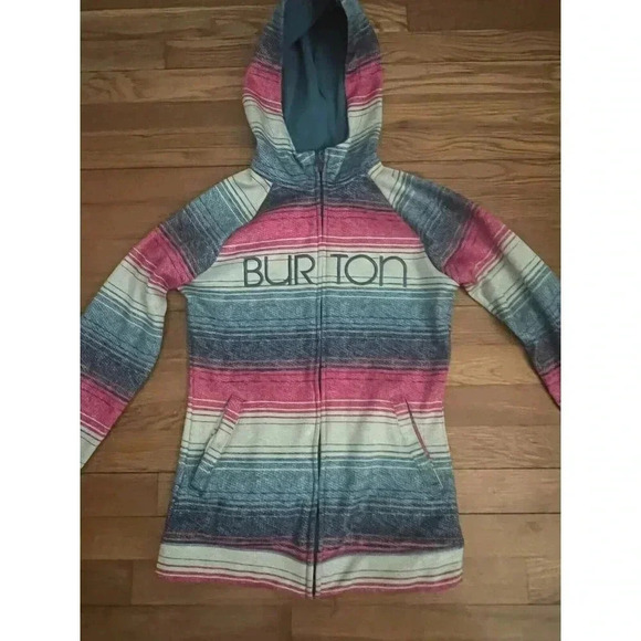 Burton Columbo Spellout Full Zip Pink WB Peak Hoodie Jacket Fleece SZ XS - Picture 5 of 6